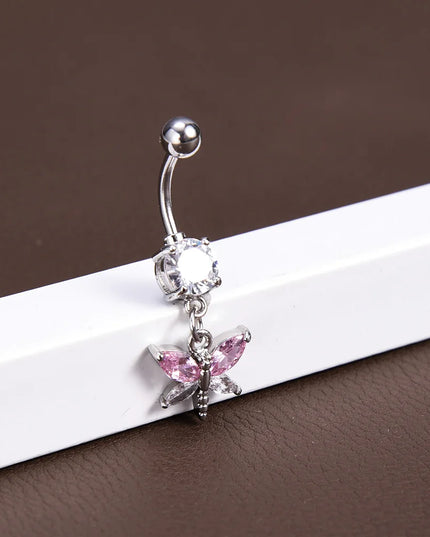 Steel Belly Button Rings Pink Crystal Piercing Navel Heart Style Navel Piercing Earring Belly Piercing Sexy Body Jewelry Ombligo