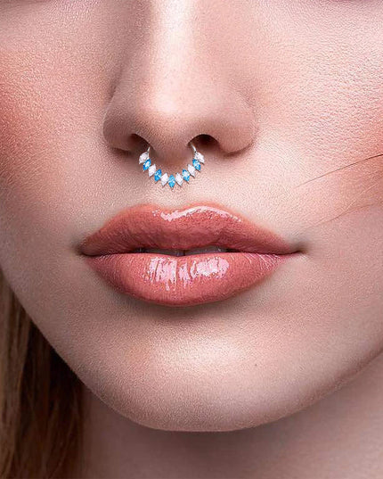 ASTM F136 Titanium Nose Ring Hoop 16G Pear CZ Hinged Segment Septum Clicker Ring Cartilage Daith Piercing Earring Body Jewelry