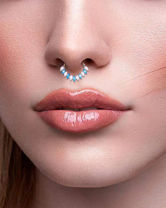 ASTM F136 Titanium Nose Ring Hoop 16G Pear CZ Hinged Segment Septum Clicker Ring Cartilage Daith Piercing Earring Body Jewelry