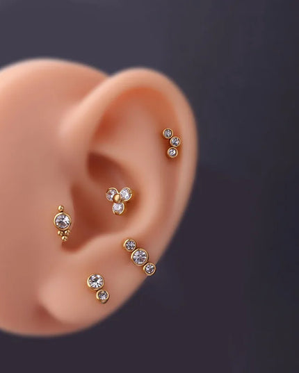 1PC 20g Internally Threaded G23 Titanium & Steel Bar Opal Ear Piercing Jewelry Helix Tragus Cartilage Earrings Nose Stud