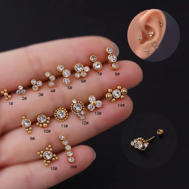 1PC 20g Internally Threaded G23 Titanium & Steel Bar Opal Ear Piercing Jewelry Helix Tragus Cartilage Earrings Nose Stud