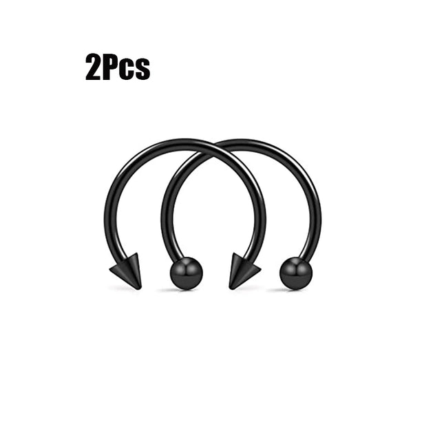Punk C Shape Steel Nose Ring Horseshoe Lip Ring puncture Hook Clip Earrings Septum  No Allergic Body Piercing Jewelry Nose Rings