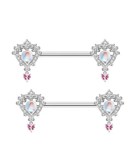2 Pcs Stainless Steel Pink Nipple Piercing Jewelry Heart Wings Niplple Barbell Moon Devil Nipple Rings Body Piercing Pezon Mujer