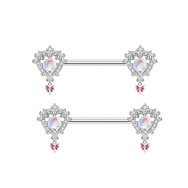 2 Pcs Stainless Steel Pink Nipple Piercing Jewelry Heart Wings Niplple Barbell Moon Devil Nipple Rings Body Piercing Pezon Mujer