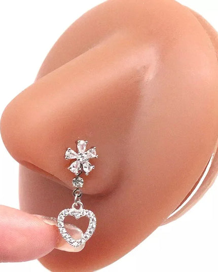 1Pcs Nose Ring for Women Dangle Nose Piercing Stainless Steel Nose Bend Ring Butterfly Dangling Noses Ring Body Piercing Jewelry