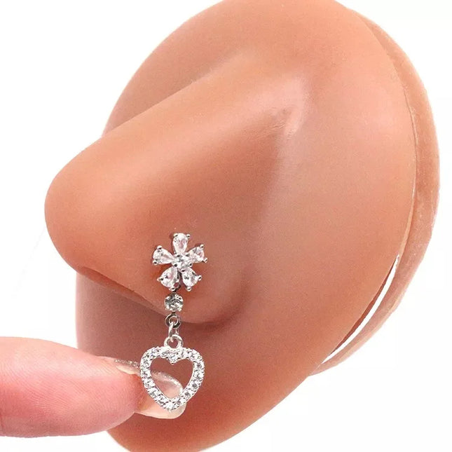 1Pcs Nose Ring for Women Dangle Nose Piercing Stainless Steel Nose Bend Ring Butterfly Dangling Noses Ring Body Piercing Jewelry