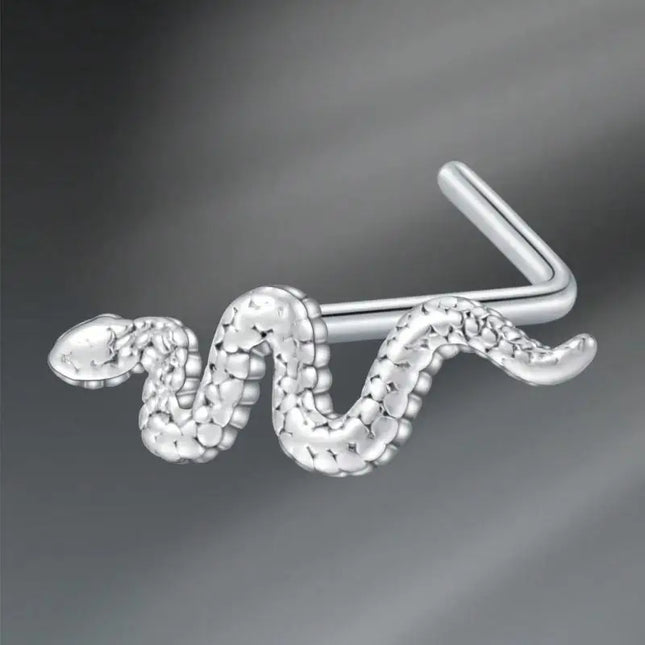 L Shaped Nose Studs Rings Cute Heart Moon Shiny Zircon Gold Silver Color Nose Piercing For Women Girl Nostril Jewelry