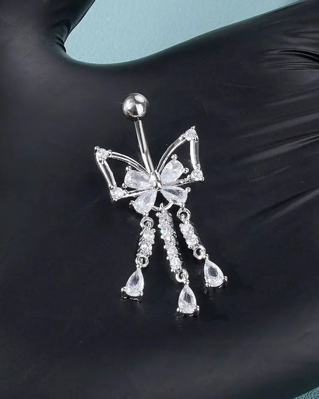  1pc Belly Button Piercing for Women Zircon Moon Butterfly Belly Button Ring Cartilage Navel Earring Jewelry Piercing ombligo