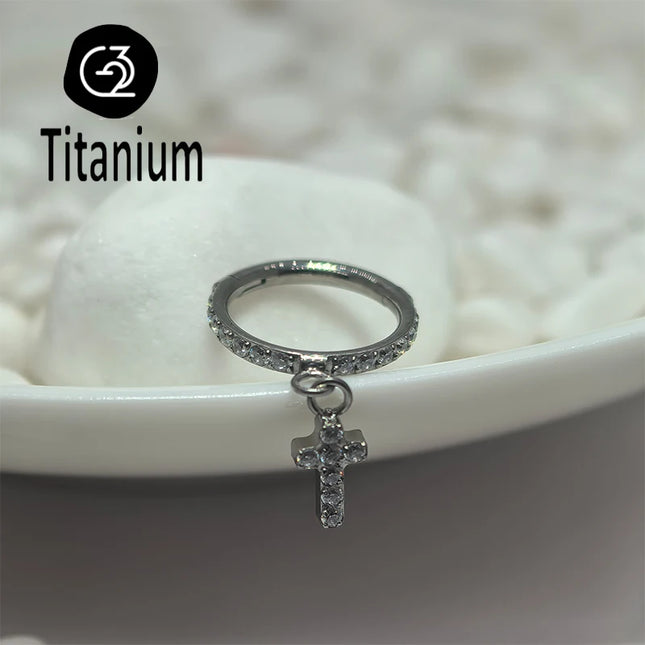 ASTM F136 Titanium Nose Rings Hoop Septum with CZ Flower Clicker Piercing Ear Cartilage Tragus Helix Rook Daith Earrings Jewelry