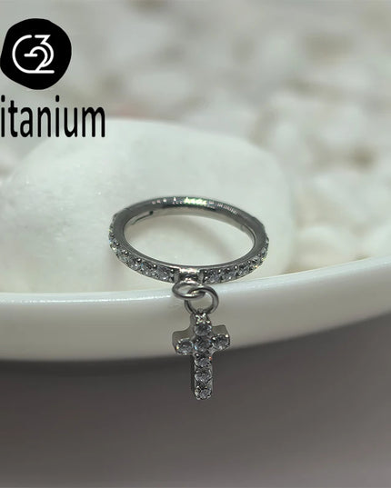 ASTM F136 Titanium Nose Rings Hoop Septum with CZ Flower Clicker Piercing Ear Cartilage Tragus Helix Rook Daith Earrings Jewelry