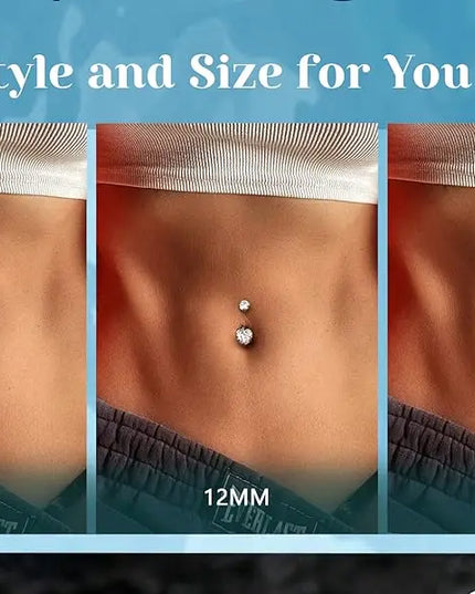 Bobisty Belly Button Rings 316L Surgical Steel Hypoallergenic Belly Button Rings Shiny CZ Belly Button Piercing Jewelry