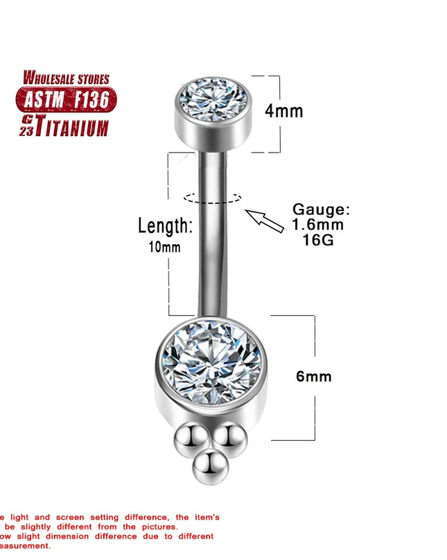 F136 Titanium Belly Button Ring Zircon for Women Industrial Spiral Piercing diaphragm Clicker Helix 14G Charming Body Jewelry