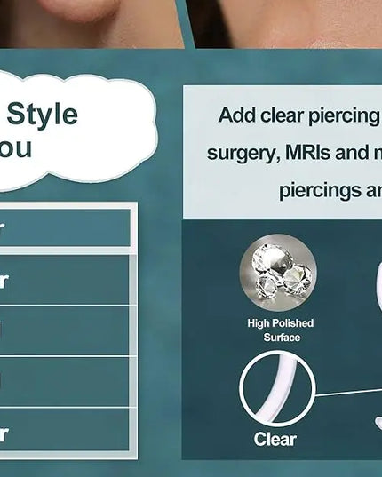 Bobisty 1Pc Nose Rings for Women Men Surgical Stainless Steel Retainer Clear Nose Rings Hoops Cartilage Tragus Piercing Jewelry