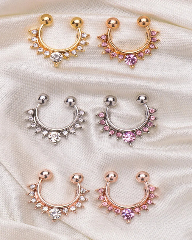 1pc New Fake Piercing Jewelry Clip On Nose Septum Ring for Women Fake Nose Rings Hoop Crysta Faux Non Pierced Nose Ring Earrings