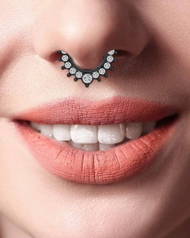 WKOUD Septum Rings Hoop Nose Ring Horseshoe Stainless Steel Cartilage Earrings Hoop Helix Tragus Septum Piercing Jewerly Black