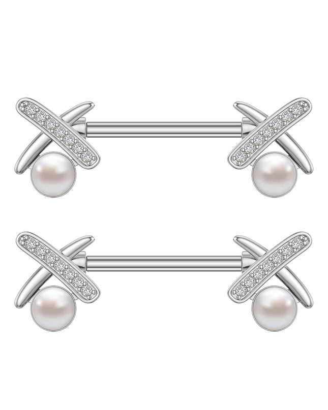 2pcs Lettering Sexy Nipple Piercing Jewelry Buttefly Cat Flower Dangled Stainless Steel Nipple Rings for Women Girls 1.6*16mm