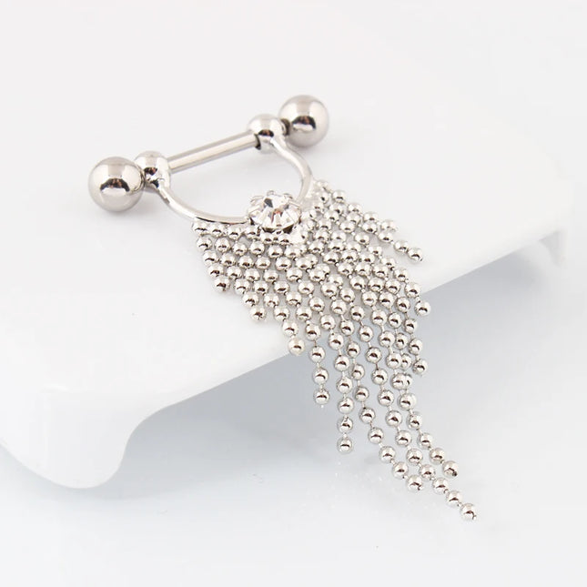 Retail 2 pieces/lot Tassel Nipple ring body Piercing jewelry 14G 316L surgical steel bar Nickel-free