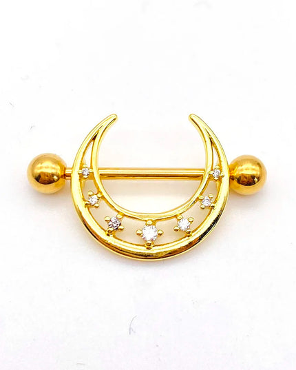 1PC Sexy Moon Nipple Rings Stainless Steel Tongue Barbell Nail Ear Bone Stud Nipple Piercing Body Jewelry for Women