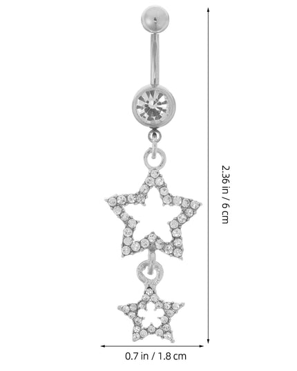 Stunning Star-Shaped Belly Button Ring Rhinestone Embellished Navel Bar for Women Dangling Style Elegant Glamorous Look