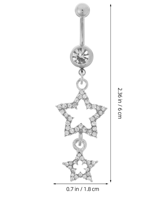 Stunning Star-Shaped Belly Button Ring Rhinestone Embellished Navel Bar for Women Dangling Style Elegant Glamorous Look