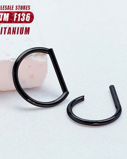 Piercing Nose Ring F136 Titanium D Shape Segment Ring Clicke Jewelry CZ Nose Earring Lip for Women Half Ring Cartilage Wholesale