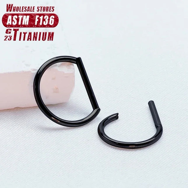 Piercing Nose Ring F136 Titanium D Shape Segment Ring Clicke Jewelry CZ Nose Earring Lip for Women Half Ring Cartilage Wholesale