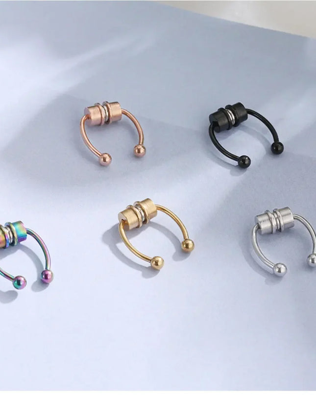 Women Fake Piercing Nose Ring Hoop Septum Non Piercing Nose Clip Rock HipHoop Stainless Steel Magnet Fashion Punk Body Jewelry