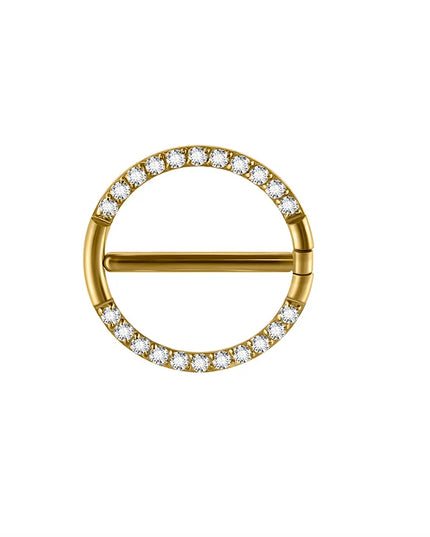2PC G23 Titanium Goth 14G Circular Nipple Shield CZ Clicker Jewelry Round Nipple Ring Barbell Piercing Jewelry For Women Girls