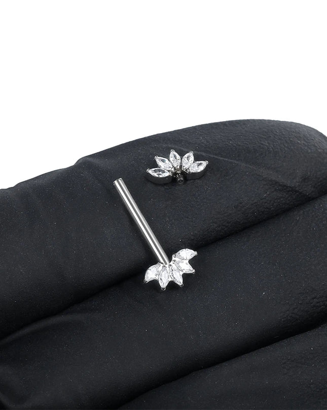 1Pc Titanium Nipple Piercing Jewelry Internally Threaded Nipple Barbell Mamilo Piercing Prong Set Heart CZ Nipple Rings Women