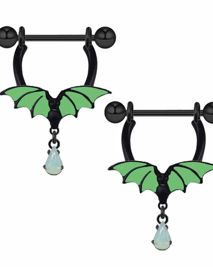 Luminous Bat Belly Button Ring Umbilical Stud Navel Ornament Animal Drop Nipple Ring Luminous Earring Tragus Piercing Jewelry
