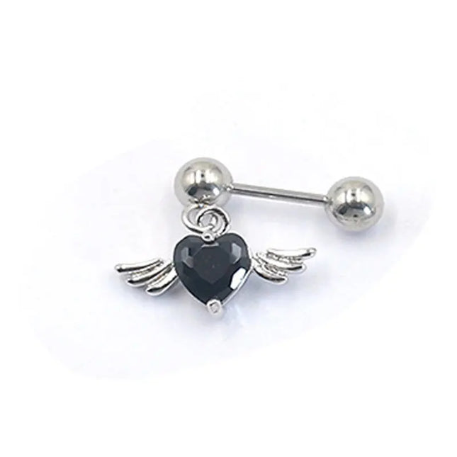 1Pc Angel Wings Helix Piercing Ear Lobe Daith Rook Tragus Cartilage Piercing Heart Cz Earring Conch Tragus Stud  Stainless Steel