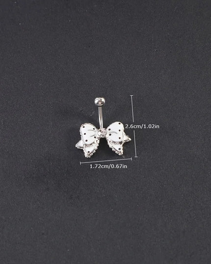 Stainless Steel Bow Piercing Fake Belly Button Ring Body Jewelry Ornaments For Women