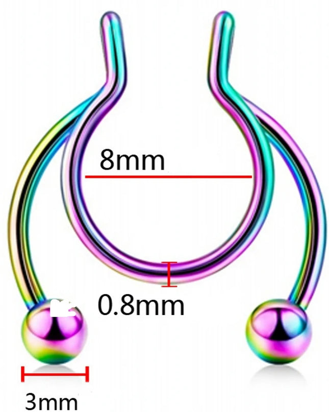 Punk C Shape Steel Nose Ring Horseshoe Lip Ring puncture Hook Clip Earrings Septum  No Allergic Body Piercing Jewelry Nose Rings