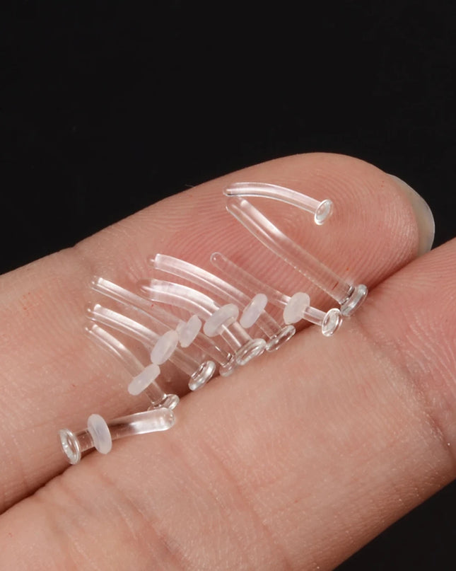 1PC Glass Nose Helix Studs Transparent Straight Curved Nose Ring Prevent Allergy Nariz Tragus Navel Piercing Body Jewelry