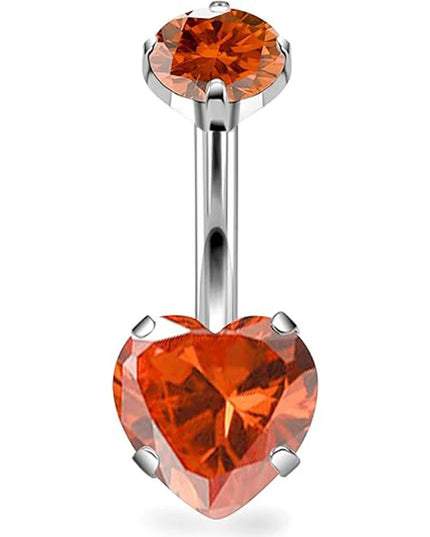 G23 Titanium Heart Shaped Belly Button Ring 14G Clear CZ Women's Navel Piercing Hypoallergenic Sexy Body Jewelry