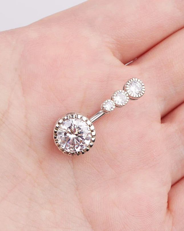 Zircon Crystal Belly Button Rings for Women Nombril Ombligo Navel Ring Surgical Steel Barbell Heart Round Body Piercing Jewelry
