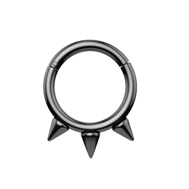 1Pc Punk Spiked Septum Ring - Nostril Piercing Surgical Steel Hinged Hoop Cartilage Earring Nose Clicker Segment Hoop