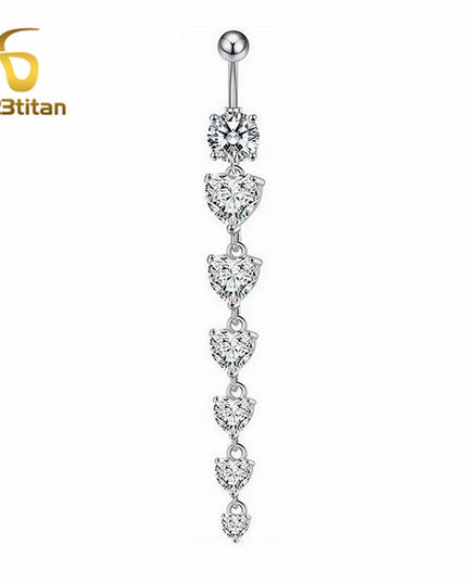 Long Belly Button Rings for Women 14G Titanium Bar Butterfly Heart Charms Dangle Navel Piercing Jewelry Beach Sexy Accessories