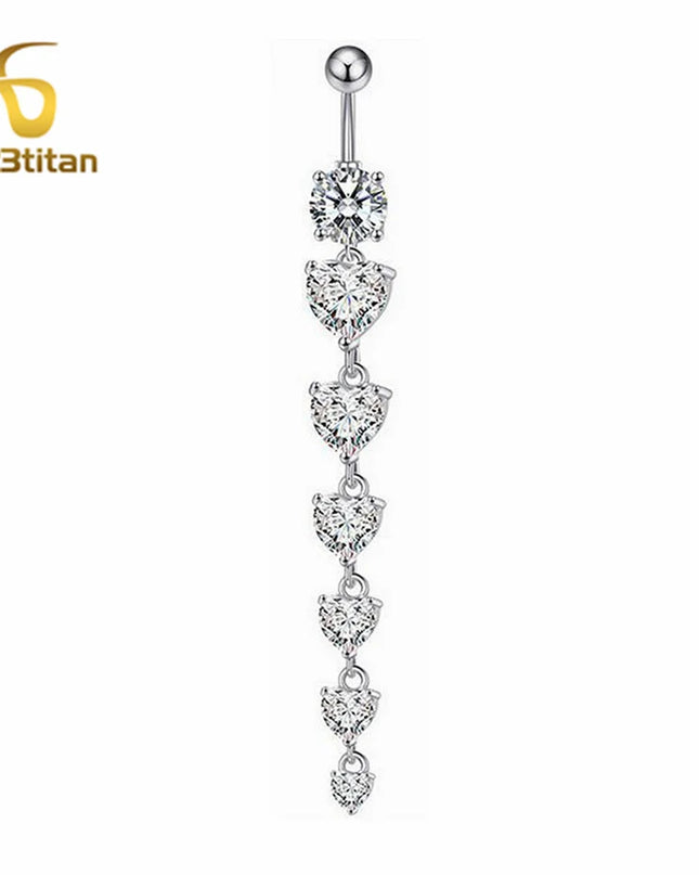 Long Belly Button Rings for Women 14G Titanium Bar Butterfly Heart Charms Dangle Navel Piercing Jewelry Beach Sexy Accessories