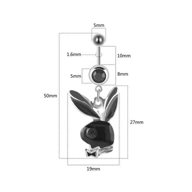 1pc Belly Button Rings Bunny Navel rings  Rabbit Belly Rings for Women Gem stone Pink Blue Bunny Fake Belly Piercing Rin