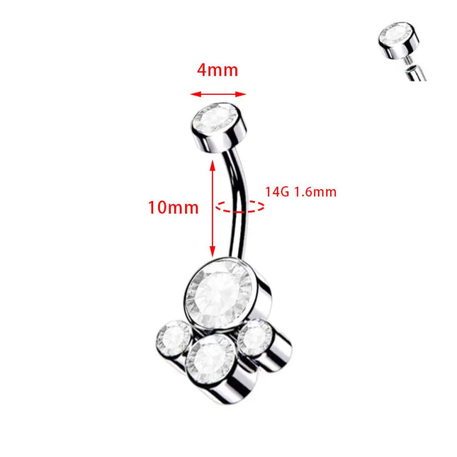 ASTM F136 Titanium Internal Thread Zircon Belly Button Piercing Sexy Belly Dance Piercing Bellybutton Body Jewelry Belly Ring
