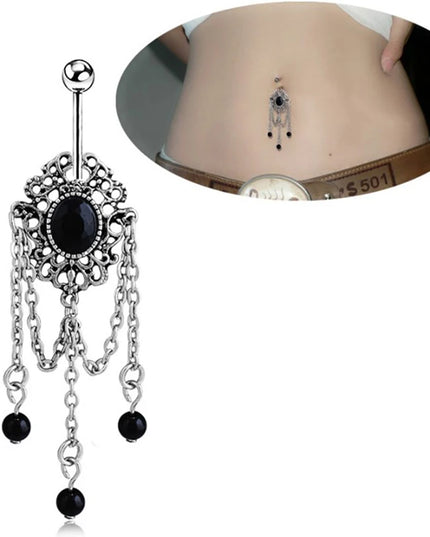 Old Sliver Vintage Ethnic Style Belly Button Rings Anti-allergy Stainless Steel Sexy Lady Piercing Ombligo Body Jewelry