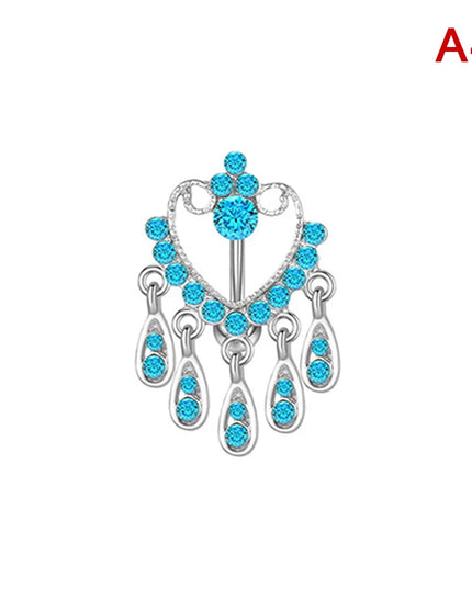 Pink Crystal Pendant Belly Button Ring For Women Stainless Steel Navel Piercing Jewelry Rabbit Heart Bear Butterfly Belly Ring