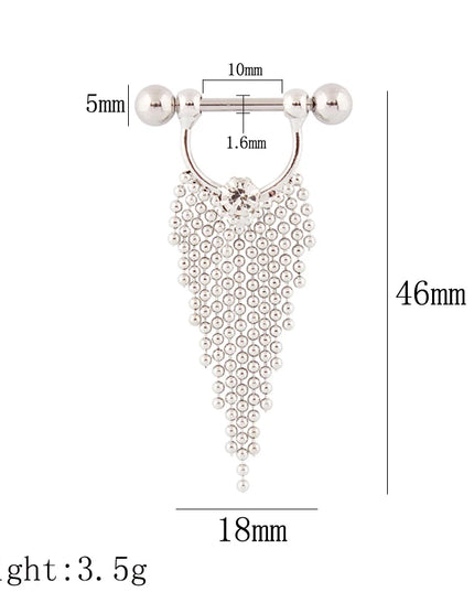 Retail 2 pieces/lot Tassel Nipple ring body Piercing jewelry 14G 316L surgical steel bar Nickel-free