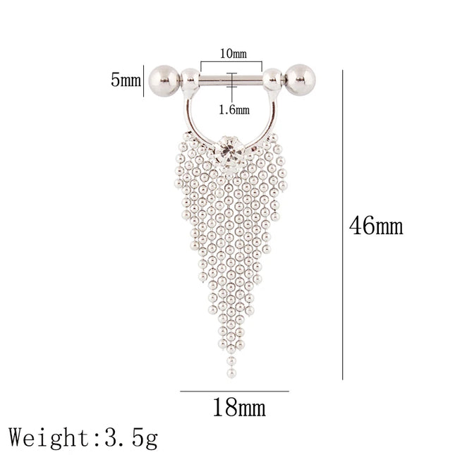 Retail 2 pieces/lot Tassel Nipple ring body Piercing jewelry 14G 316L surgical steel bar Nickel-free