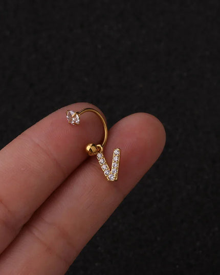 1Pc  English Letter Piercing  Tragus Piercing Jewelry Septo Nose Lip Ear Septum Cartilage Captive Hoop Ring Jewelry Pendientes
