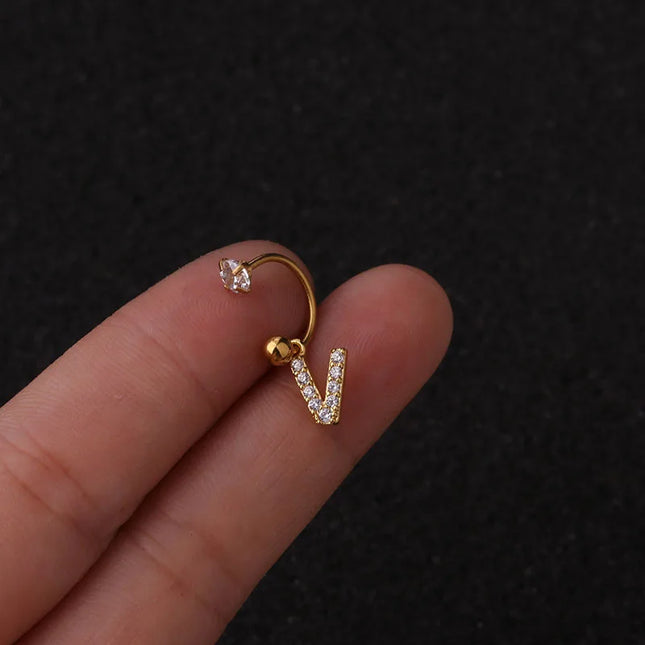 1Pc  English Letter Piercing  Tragus Piercing Jewelry Septo Nose Lip Ear Septum Cartilage Captive Hoop Ring Jewelry Pendientes