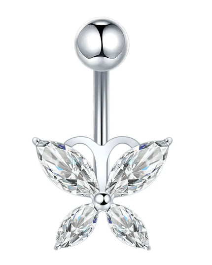 1Pc Titanium Belly Button Piercing Ring for Women CZ Heart Butterfly Dangle Navel Ring Belly Piercing Body Jewelry