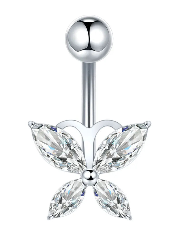 1Pc Titanium Belly Button Piercing Ring for Women CZ Heart Butterfly Dangle Navel Ring Belly Piercing Body Jewelry
