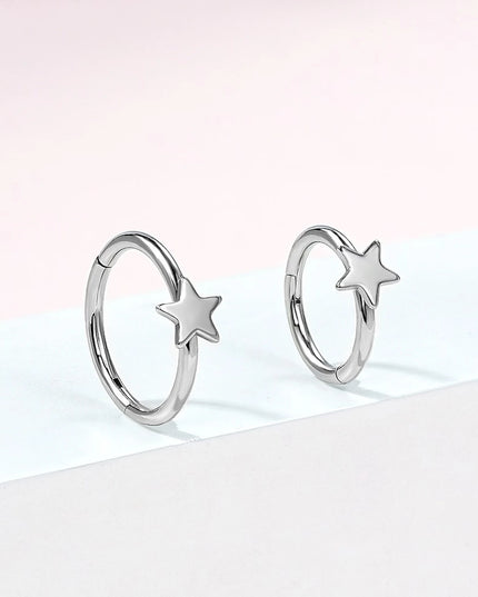 1PCS Nose Rings Hoops 20G 18G Nose Rings Stainless Steel Star Hoop Earrings Septum Clicker Hinged Segment Septum Hoops 8mm 10mm